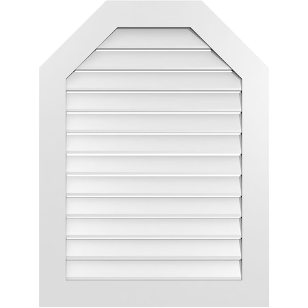 Ekena Millwork Octagonal Top Surface Mount PVC Gable Vent: Functional, w/ 3-1/2"W x 1"P Standard Frame, 30"W x 40"H GVPOT30X4001SF